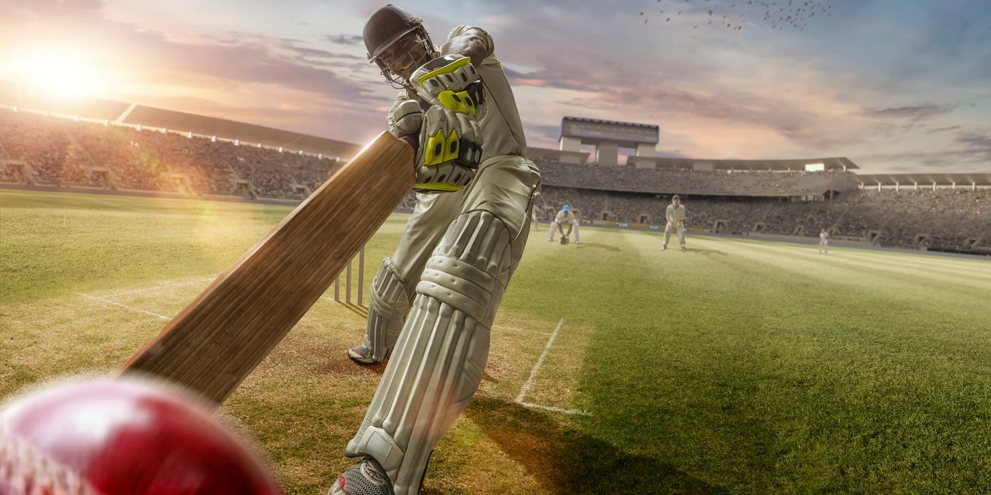 Cricket batsman hitting shot