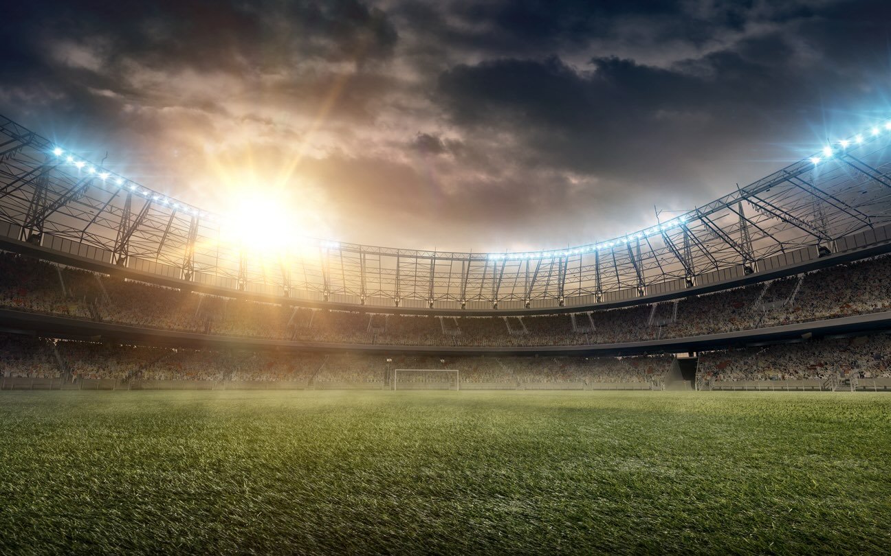Football Stadium in sunlight