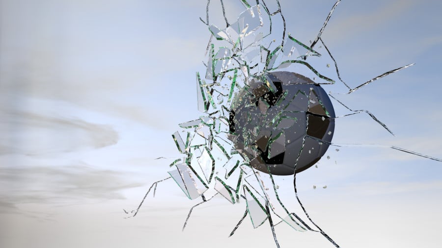 Football cracking glass Football cracking glass