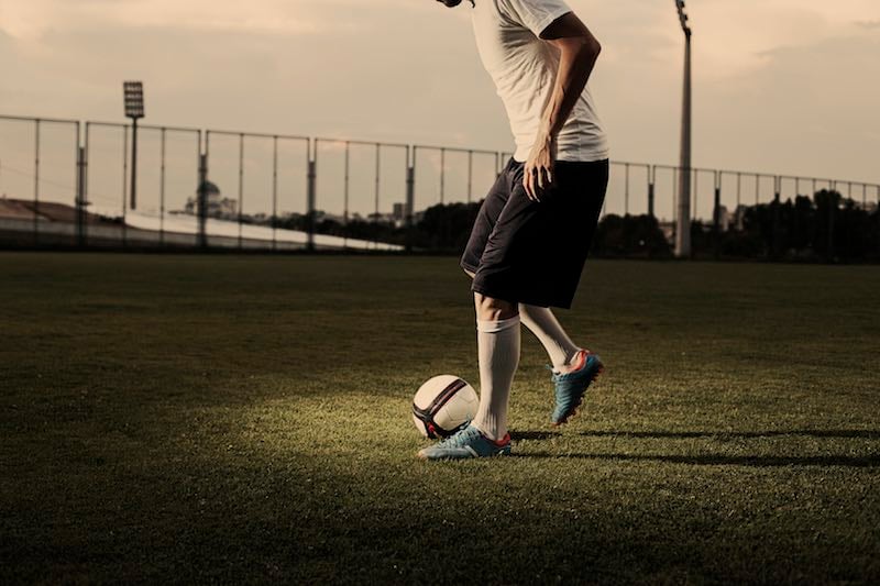 Football player showing tricks