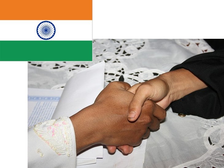 Indian Flag and Hand Shake