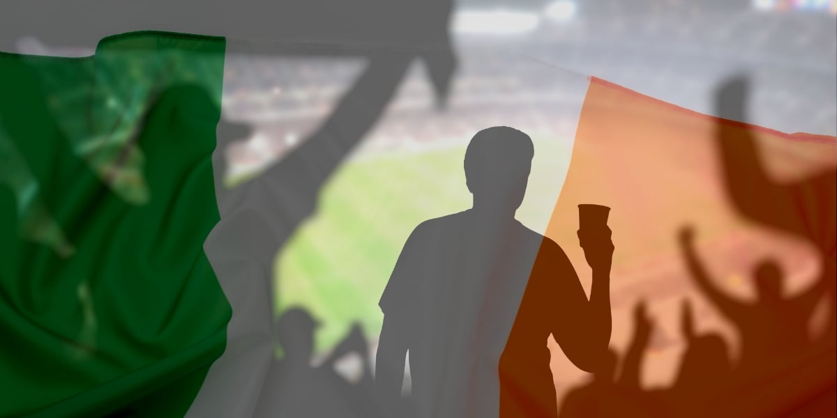 Ireland Flag with Stadium Background