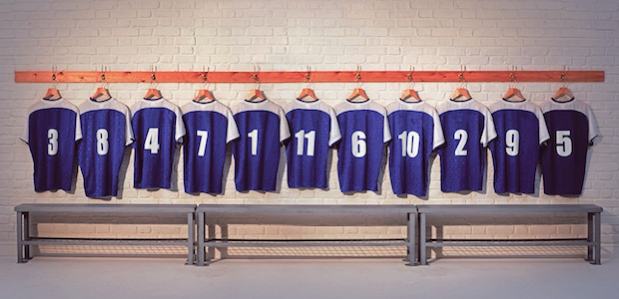 hanging sports jerseys on the wall