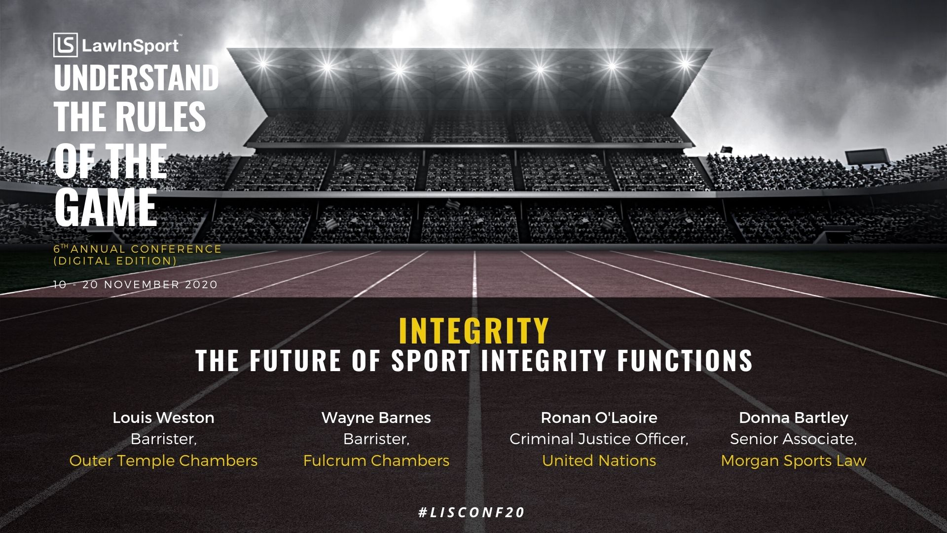 What is the future of sports integrity functions to be discussed at LawInSport's Annual 6th Conference 