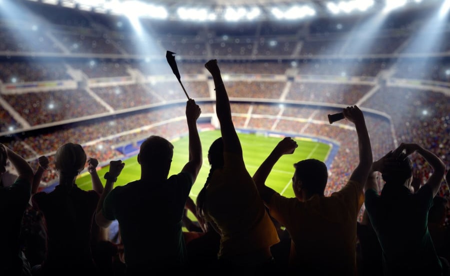 Fans in football stadium