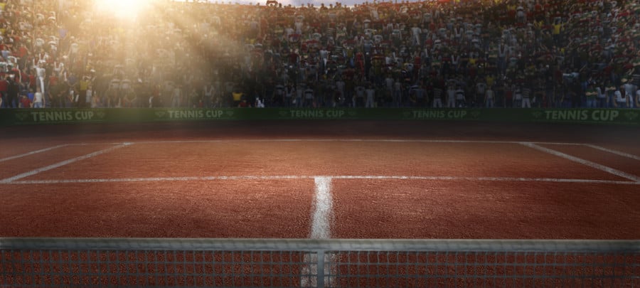 Tennis court and crowd
