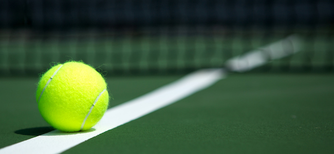 Tennis ball on tennis court