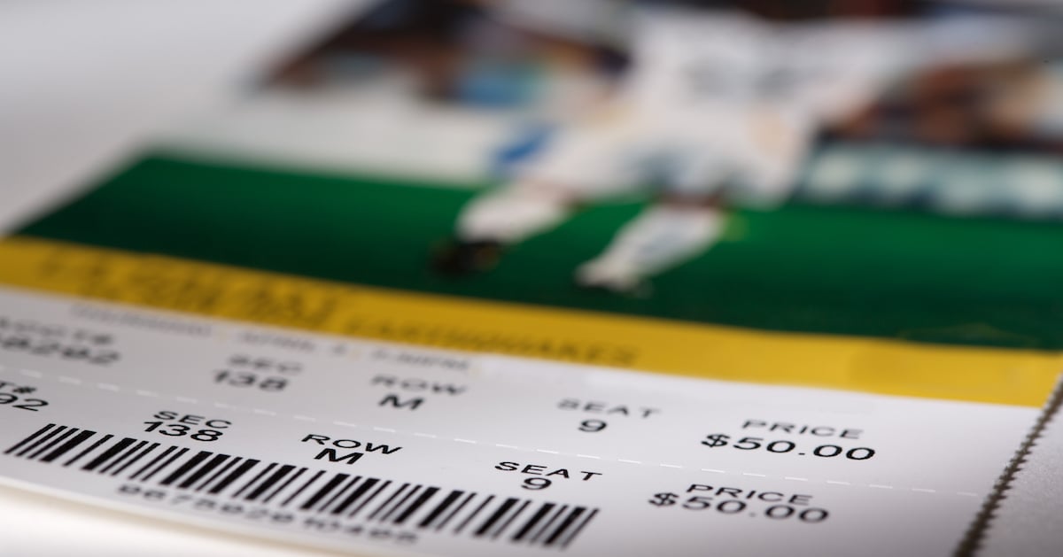 Ticket stub on table