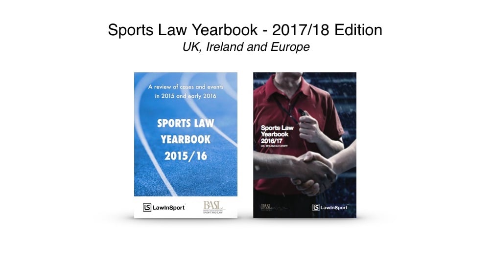 Sports Law Yearbook 2015/16 and 2016/17 front covers
