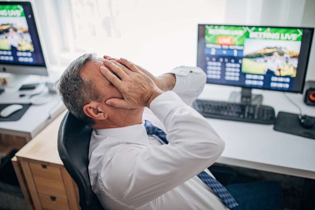 Reaction of man losing bet