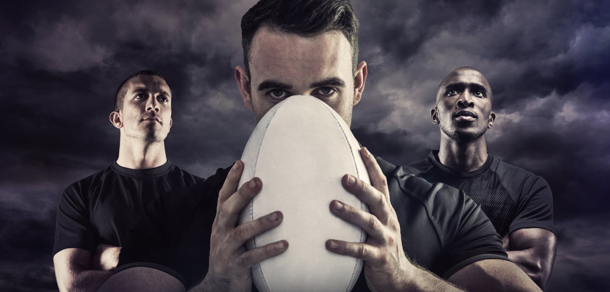 Rugby Player holding ball