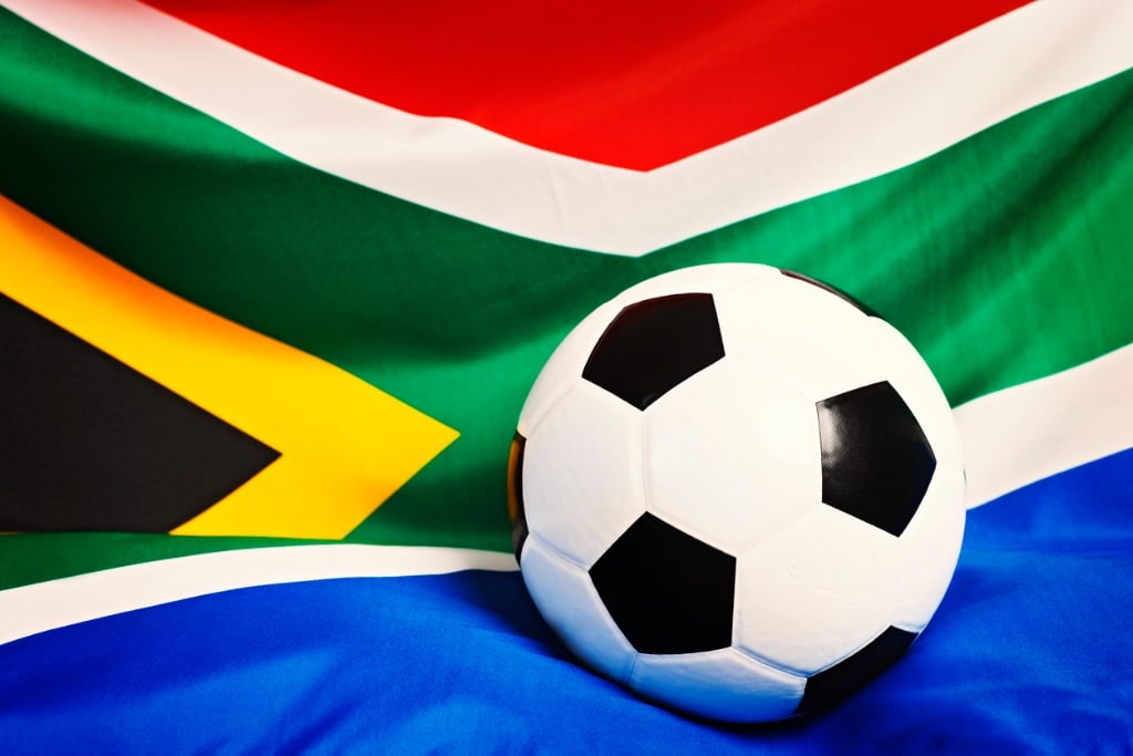Soccer Ball and South African Flag