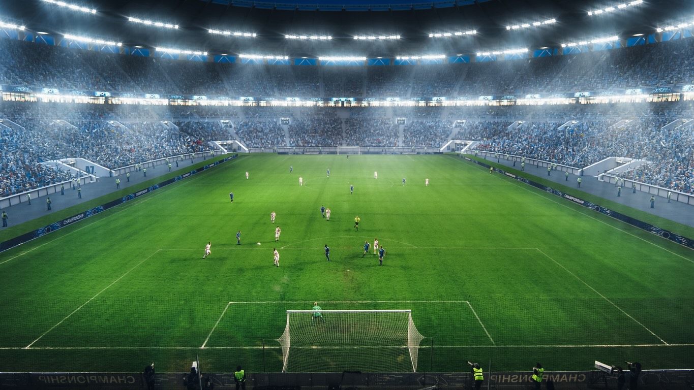High angle of Football Match