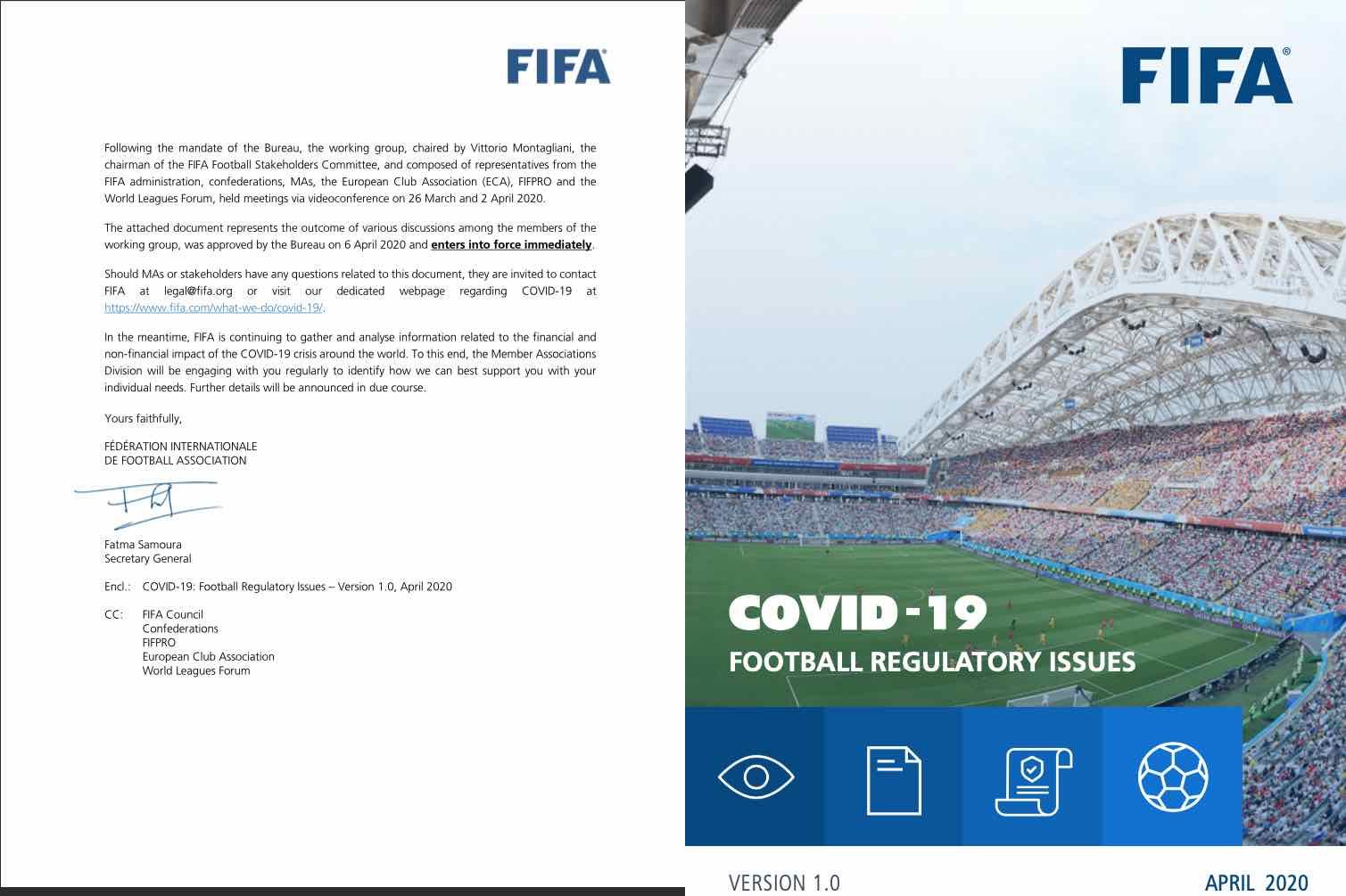 Photo of FIFA FOOTBALL REGULATORY ISSUES APRIL 2020 document