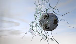 Football cracking glass
